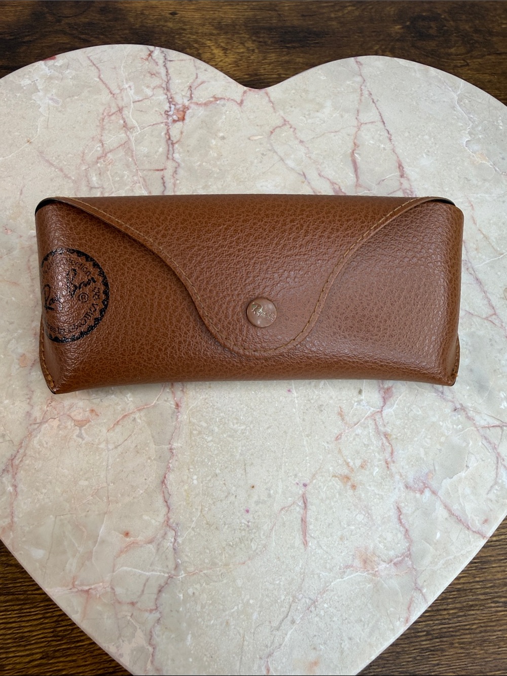 Ray-Ban Brown Leather Sunglasses Case - Snap Closure